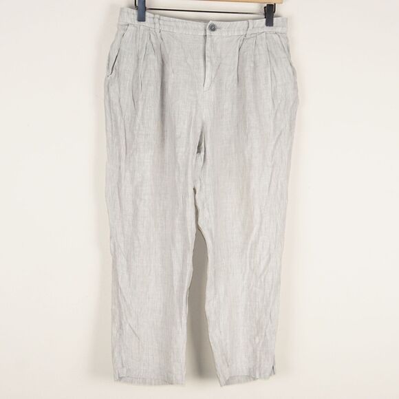 Evam Eva Beige 100% Linen Crop Linen Trousers Womens Sz 2 / M - Picture 1 of 10